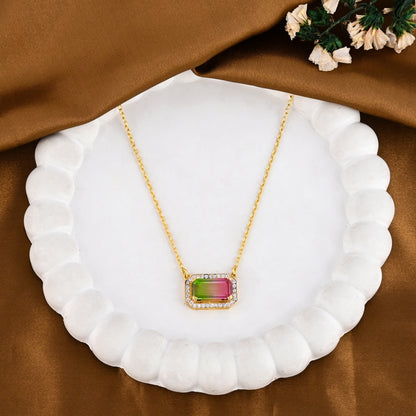 Gold Watermelon Tourmaline Necklace