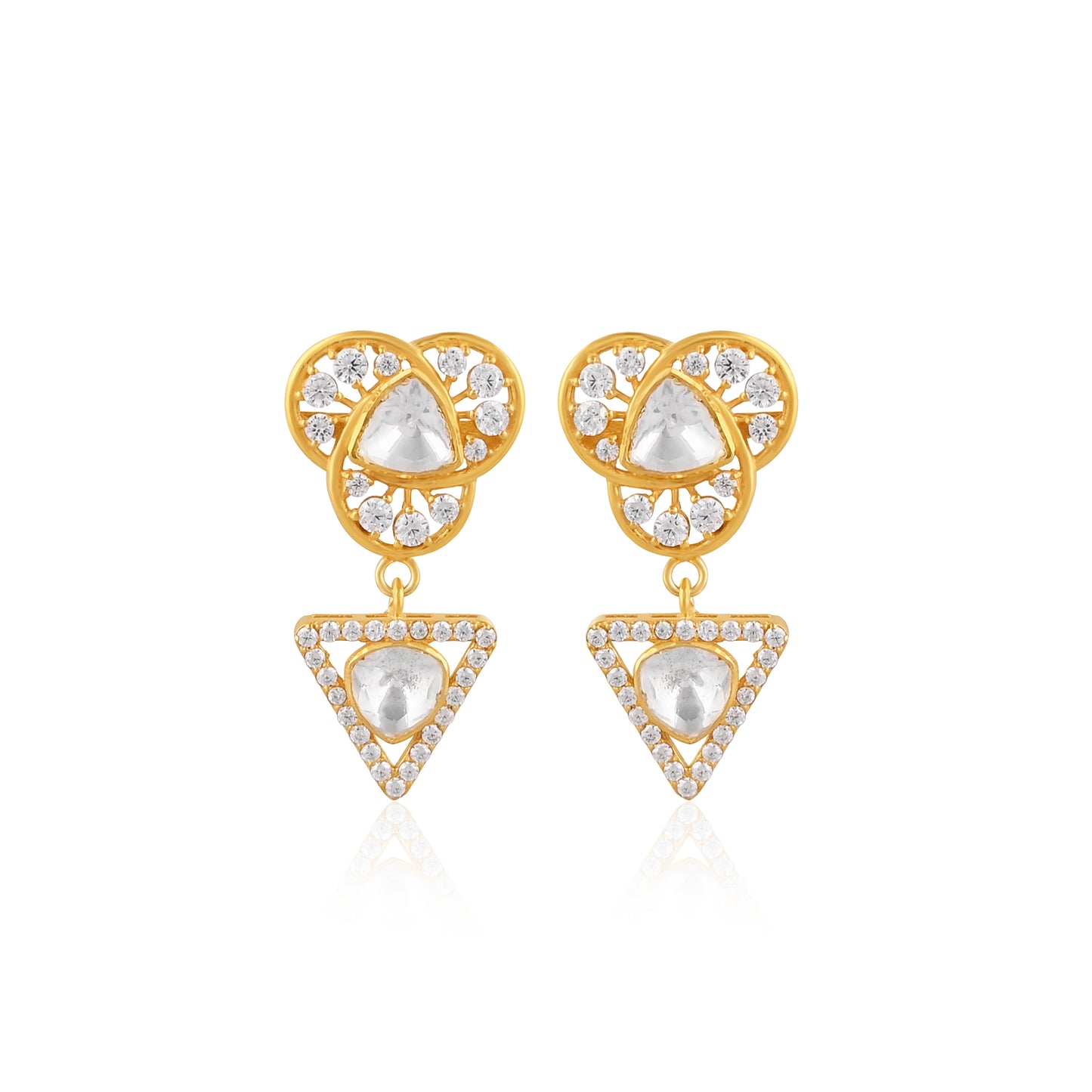 925 Silver Moissanite & White CZ Dangle Earring, Minimalist Silver Earring, Gift For Her