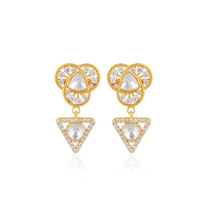 925 Silver Moissanite & White CZ Dangle Earring, Minimalist Silver Earring, Gift For Her