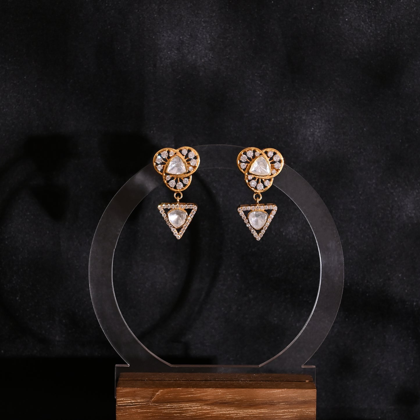 925 Silver Moissanite & White CZ Dangle Earring, Minimalist Silver Earring, Gift For Her