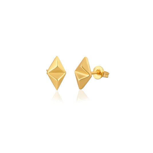 Gold Diamond Shape Stud Earrings