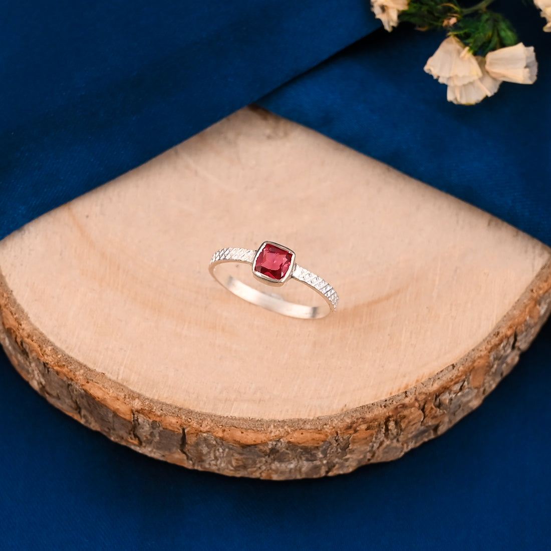 4mm Square Cut Pink Tourmaline Gemstone Ring | 925 Sterling Silver Solitaire Ring | Handmade Engagement Ring | Dainty Women's Gift Jewelry