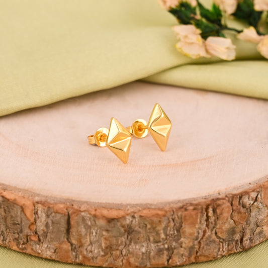 Gold Diamond Shape Stud Earrings