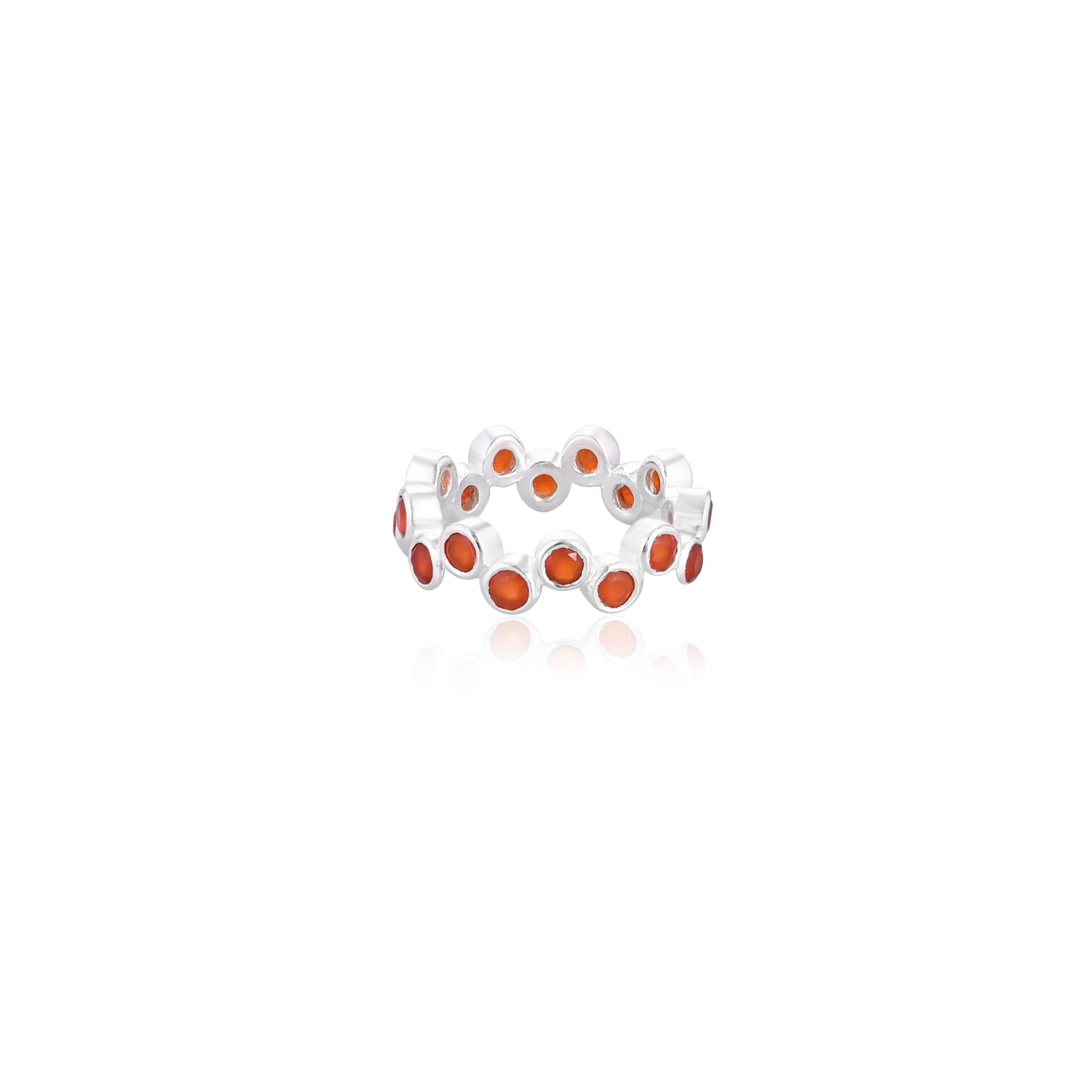 925 Silver Carnelian Gemstone Eternity Band | 3mm Round Cut Gemstone Engagement Band (Copy)