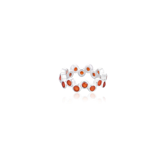 925 Silver Carnelian Gemstone Eternity Band | 3mm Round Cut Gemstone Engagement Band (Copy)
