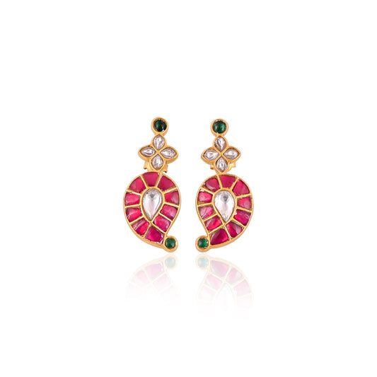 925 Sterling Silver Kundan Traditional Stud Earrings For Her