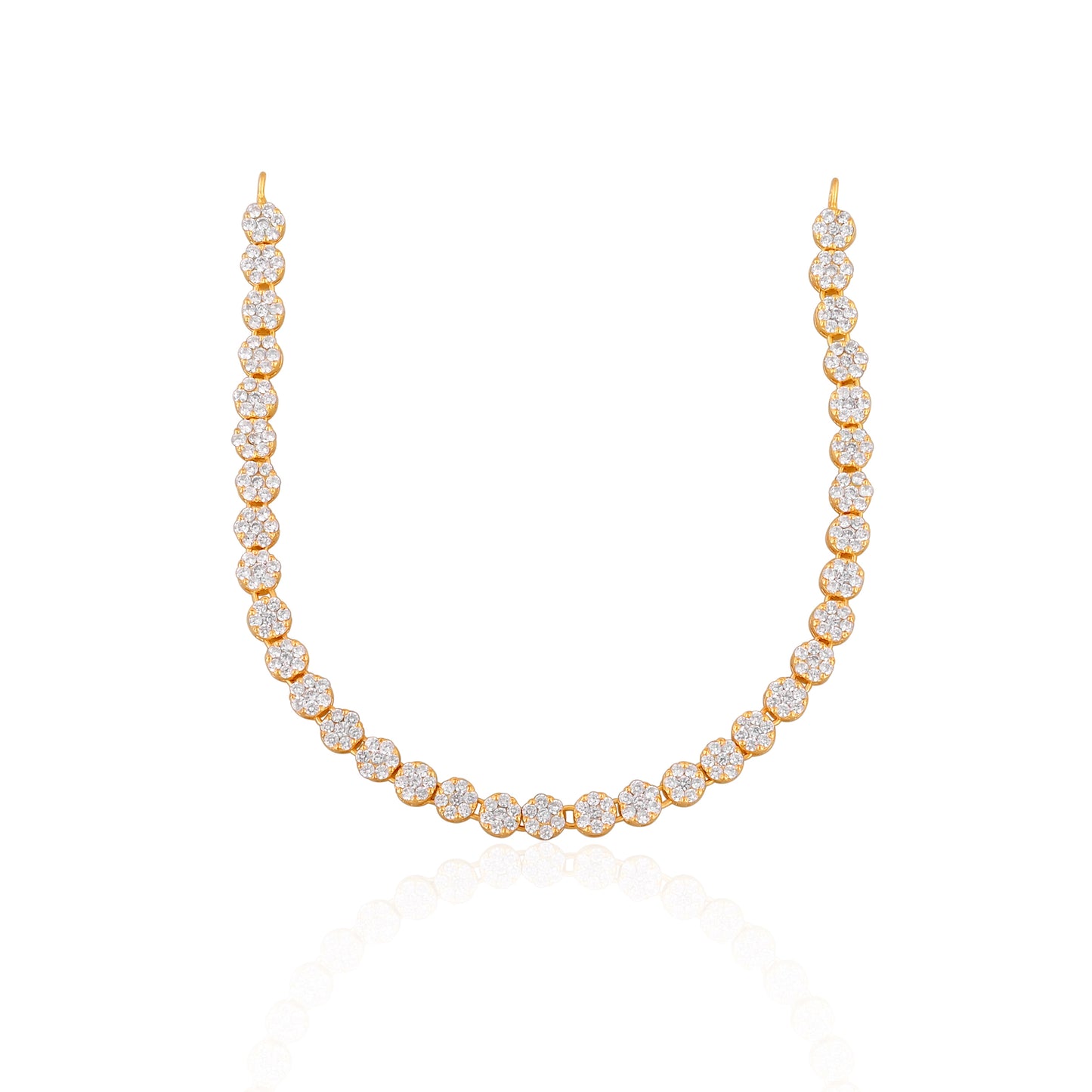 925 Silver Tennis Necklace with Gold Plating and Sparkling Cubic Zirconia Stones
