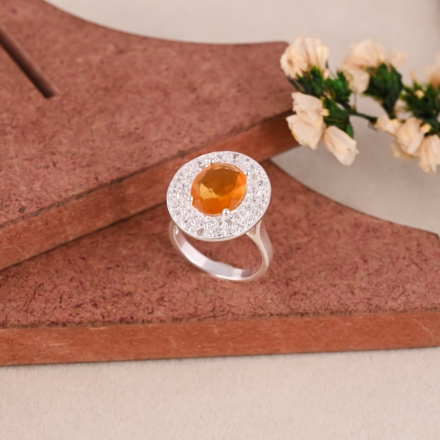 Natural Orange Citrine 11X9mm Oval Gemstone 925 Silver Unisex Ring