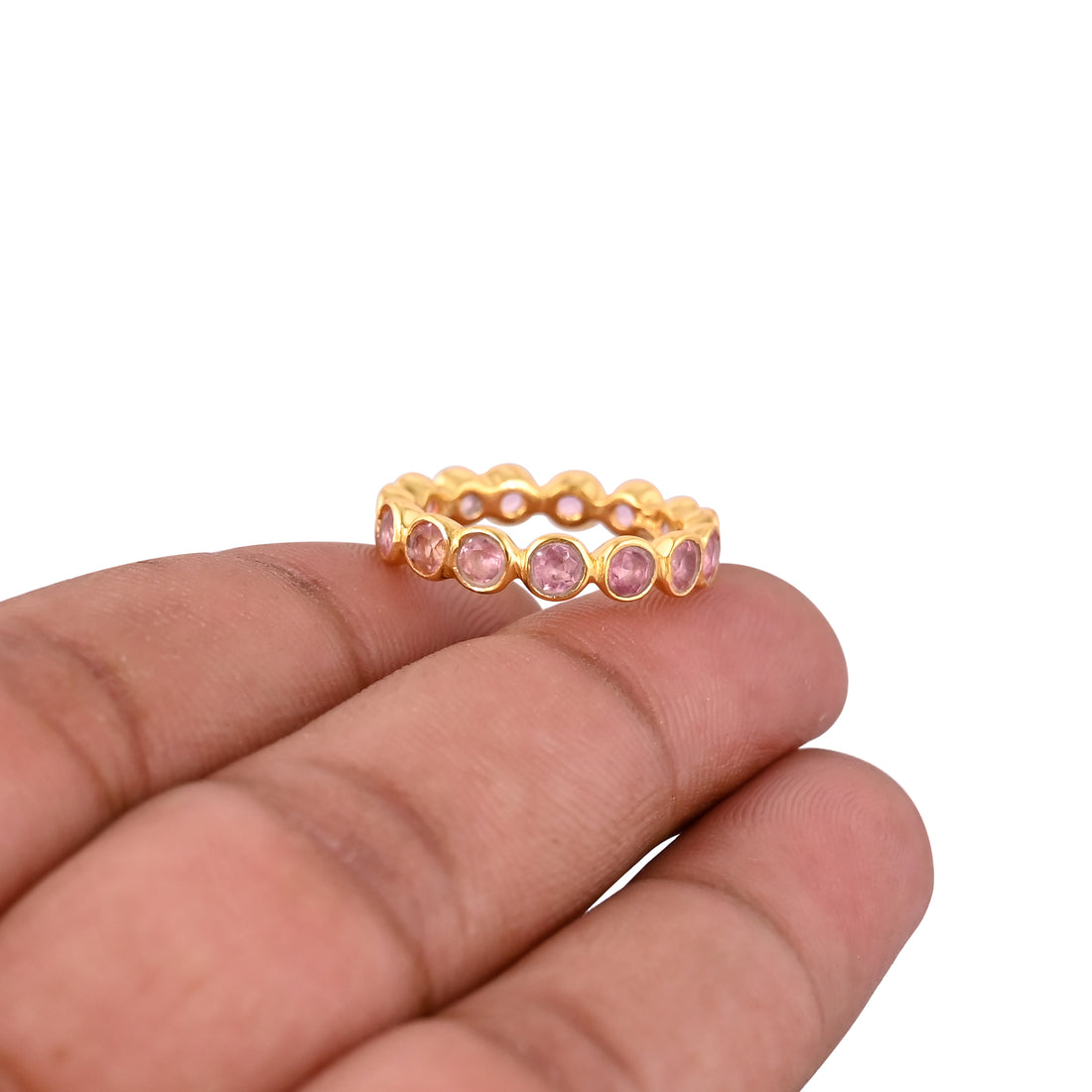 Pink Tourmaline Hydro Gemstone 925 Sterling Silver Unisex Ring