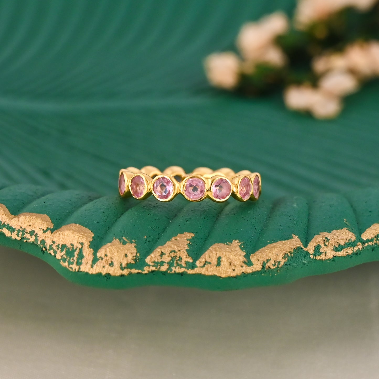 Pink Tourmaline Hydro Gemstone 925 Sterling Silver Unisex Ring