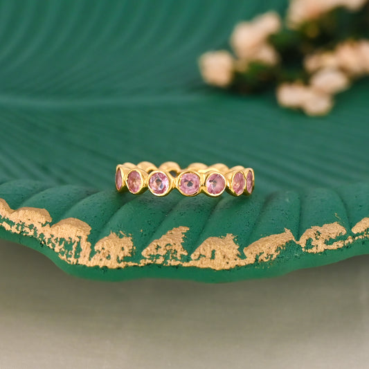 Pink Tourmaline Hydro Gemstone 925 Sterling Silver Unisex Ring