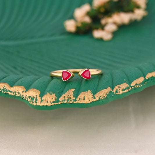 Minimalist Pink Stone Adjustable 925 Sterling Silver Ring