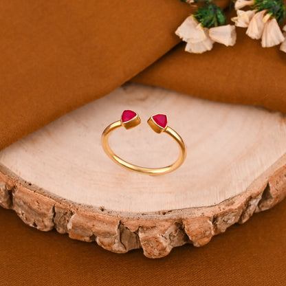 Minimalist Pink Stone Adjustable 925 Sterling Silver Ring