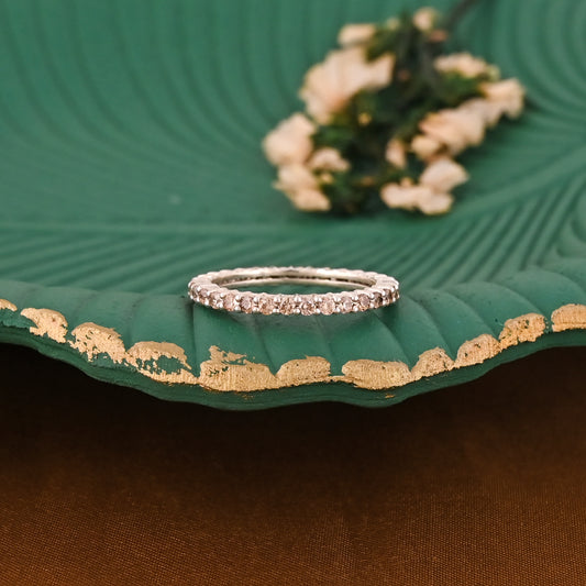 Champagne Quartz Minimalist Eternity 925 Sterling Silver Ring For Her