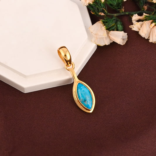 Natural Turquoise Marquise Minimalist Silver Pendant For Her | Danity Pendant | Gift For Her