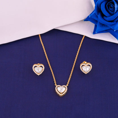 925 Sterling Silver Polki Necklace & Earring