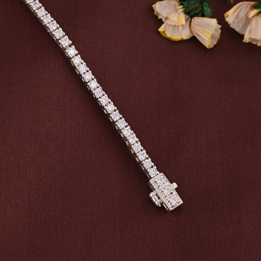 Sterling Silver Moissanite Tennis Bracelet, Dainty Sparkling Fine Jewelry