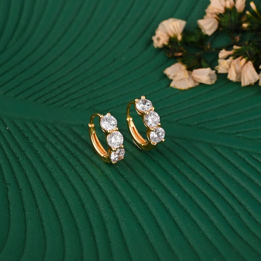 Gold-Plated Brass Hoop Earrings with 5mm CZ Stones | Chic & Minimal