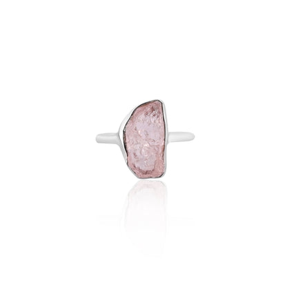 Handmade Natural Raw Morganite Crystal Ring, 925 Sterling Silver Ring, Raw Crystal Ring, Silver Gemstone Ring, Gift For Her