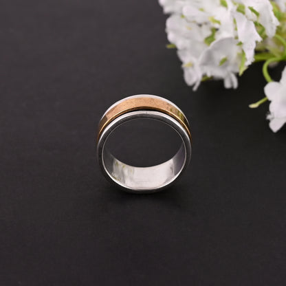 Spinner 925 Sterling Silver Ring, Two Tone Silver Ring, Handmade Plain Ring, Thumb Ring, Unisex Ring, Gift For Her