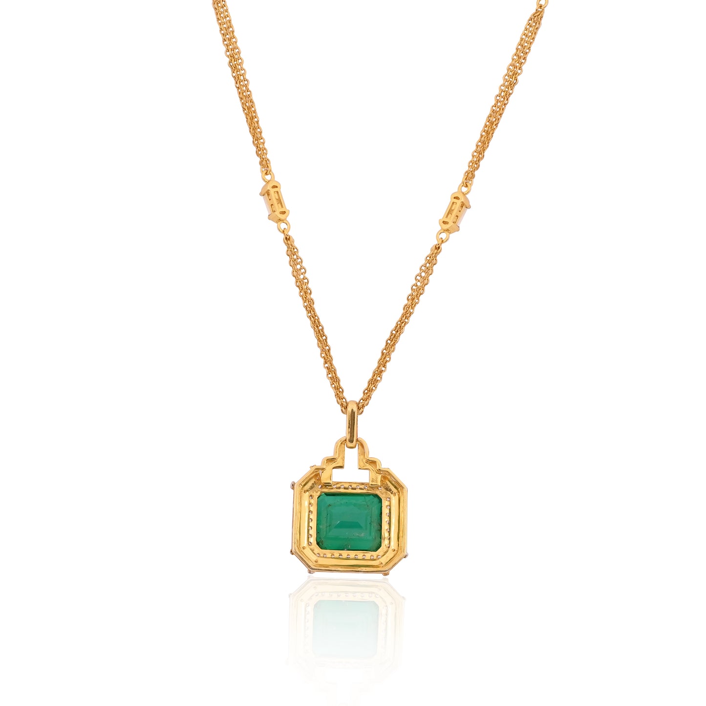 925 Silver Emerald Doublet Pendant Necklace | Gold Plated Sterling Silver Chain | Art Deco Green Gemstone Jewelry for Women