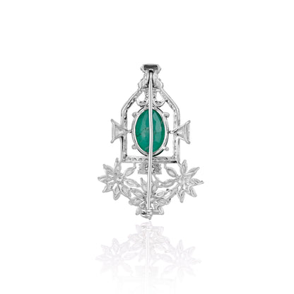 925 Silver Emerald Doublet CZ Studded Unisex Broach