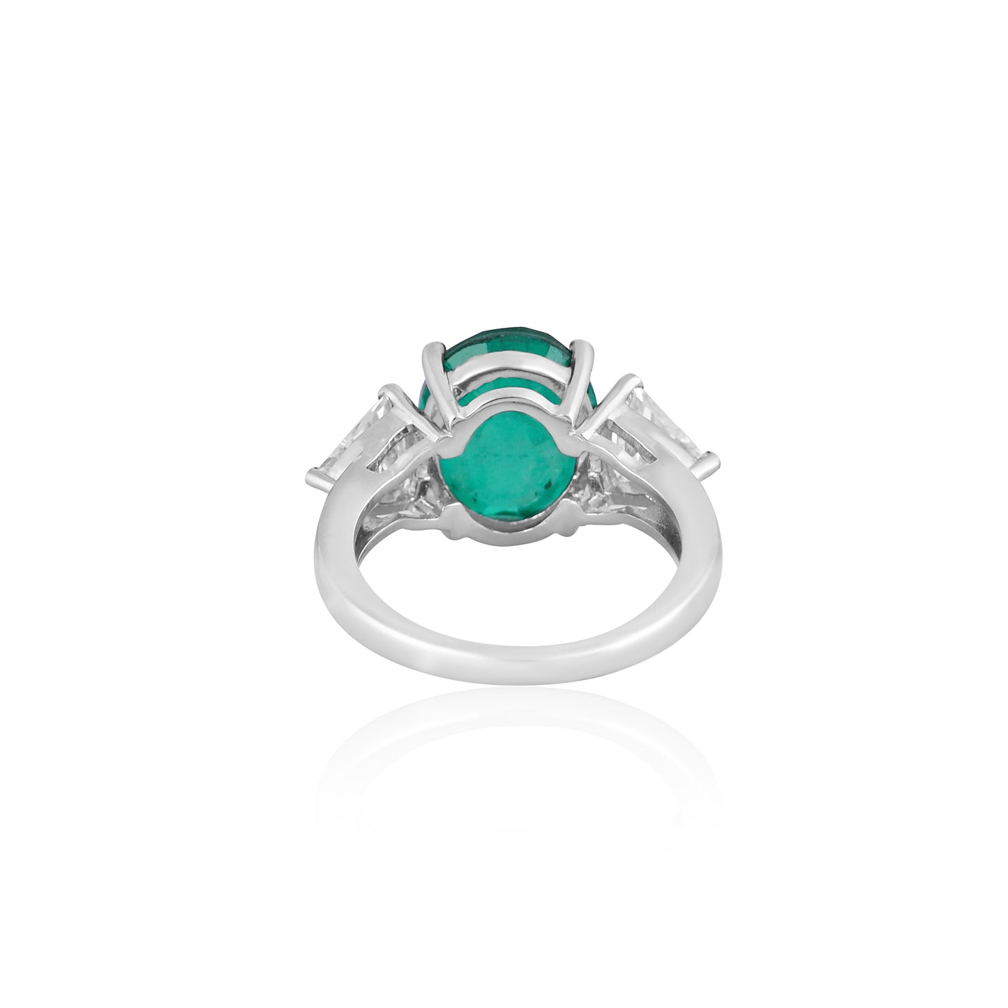 925 Silver Emerald and White CZ Three-Stone Ring | Sterling Silver Green Gemstone Engagement Ring | Elegant Statement Jewelry