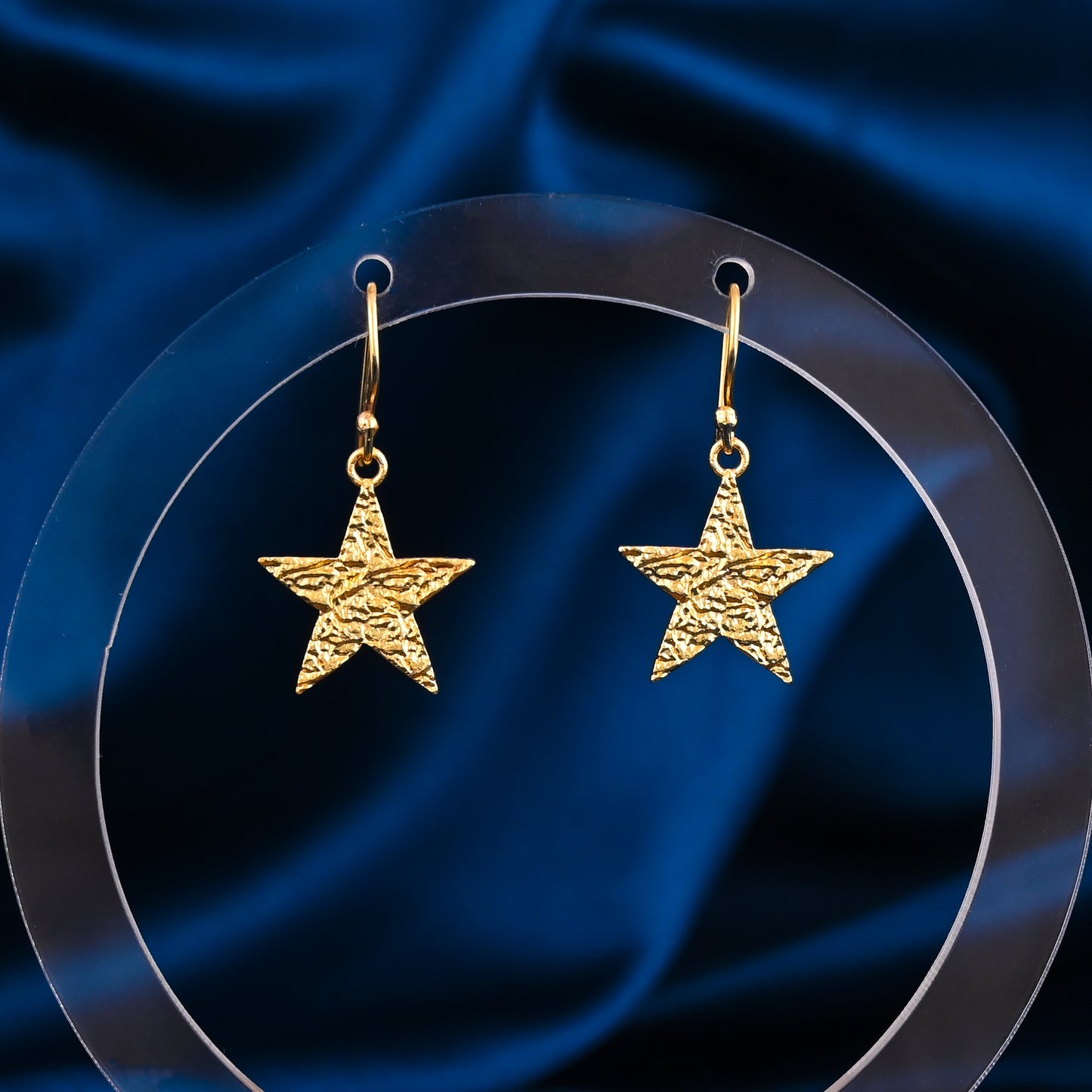 Textured Gold Star Earrings
