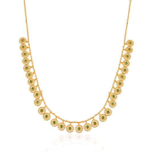 Boho Wheel Station Brass Necklace