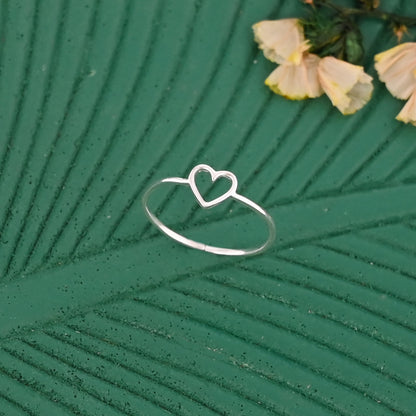 925 Silver Adjustable Heart Ring