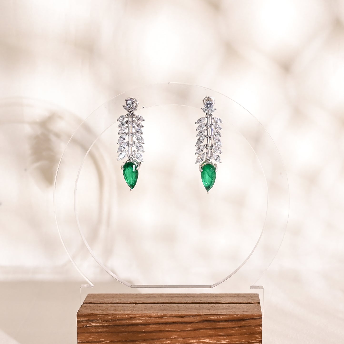 Elegant 925 Silver Drop Earrings with Emerald Doublet & CZ – Luxury Statement Jewelry for Women