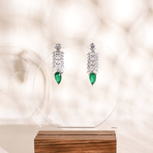 Elegant 925 Silver Drop Earrings with Emerald Doublet & CZ – Luxury Statement Jewelry for Women