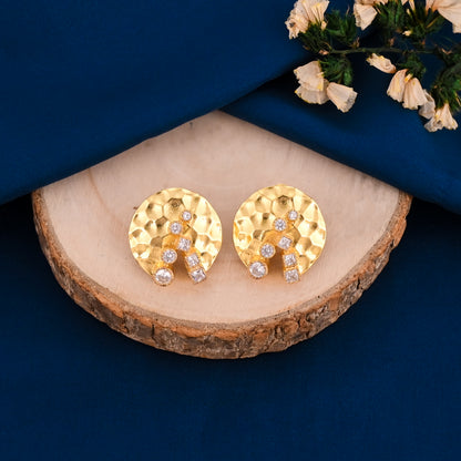 Hammered Textured Disc Stud Earring