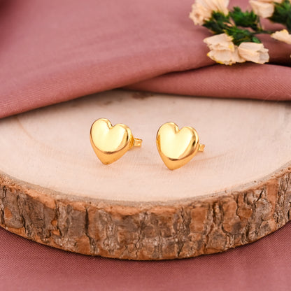 Heart Shape Brass Stud Earring
