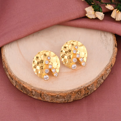 Hammered Textured Disc Stud Earring