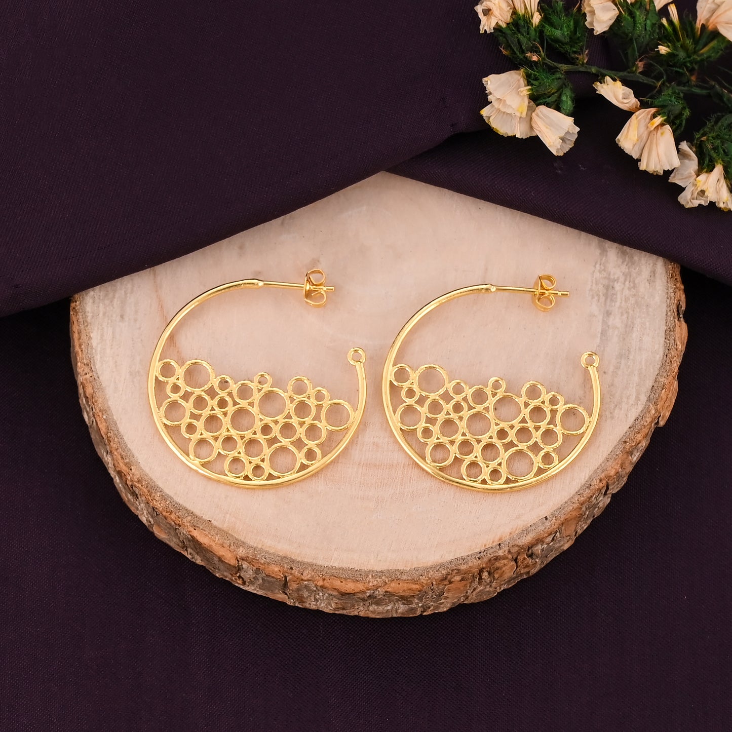 Bubble Brass Hoop Earrings