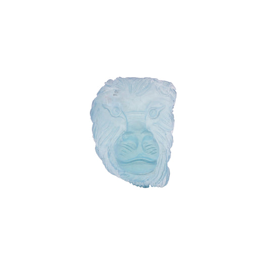 Natural Aquamarine 27.30 Cts Handmade Lion Carving Big Size Rock, Carving Gemstone, Handmade Carving