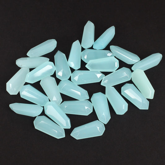 Natural Aqua Chalcedony 26x12mm 390.55 Cts Wholesale 26 PCs Gemstone Lot