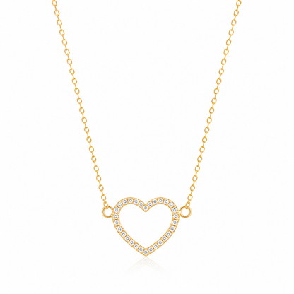 Gold Plated Crystal Open Heart Pendant Necklace for Women