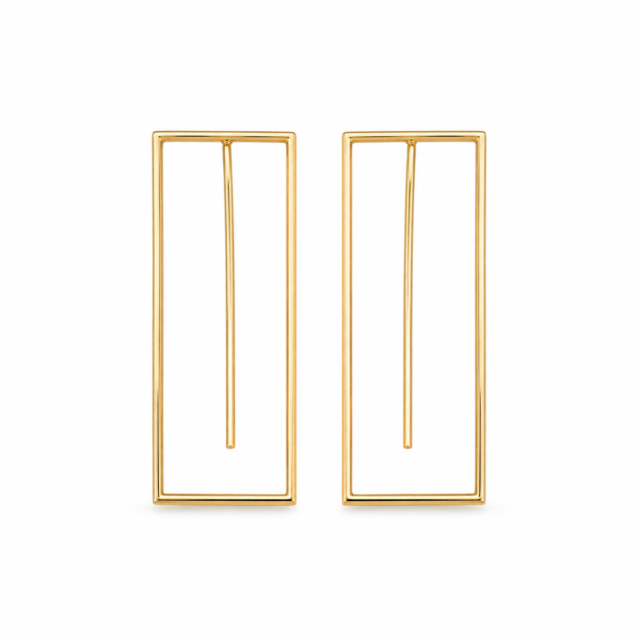 Minimalist Gold Geometric Rectangle Drop Earrings for Women