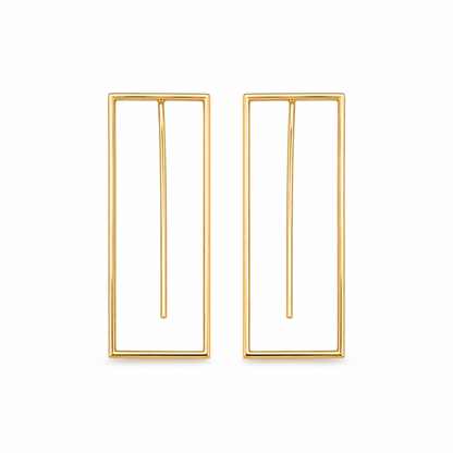 Minimalist Gold Geometric Rectangle Drop Earrings for Women