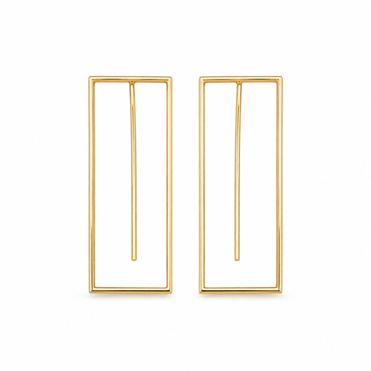 Minimalist Gold Geometric Rectangle Drop Earrings for Women