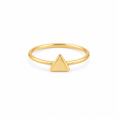 Minimalist Gold Triangle Ring – Dainty Geometric Statement Ring for Women