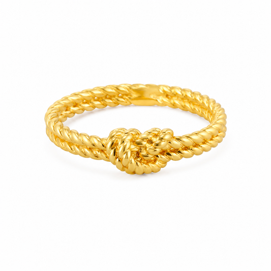 Gold Rope Knot Ring for Women | Textured Brass Statement Ring