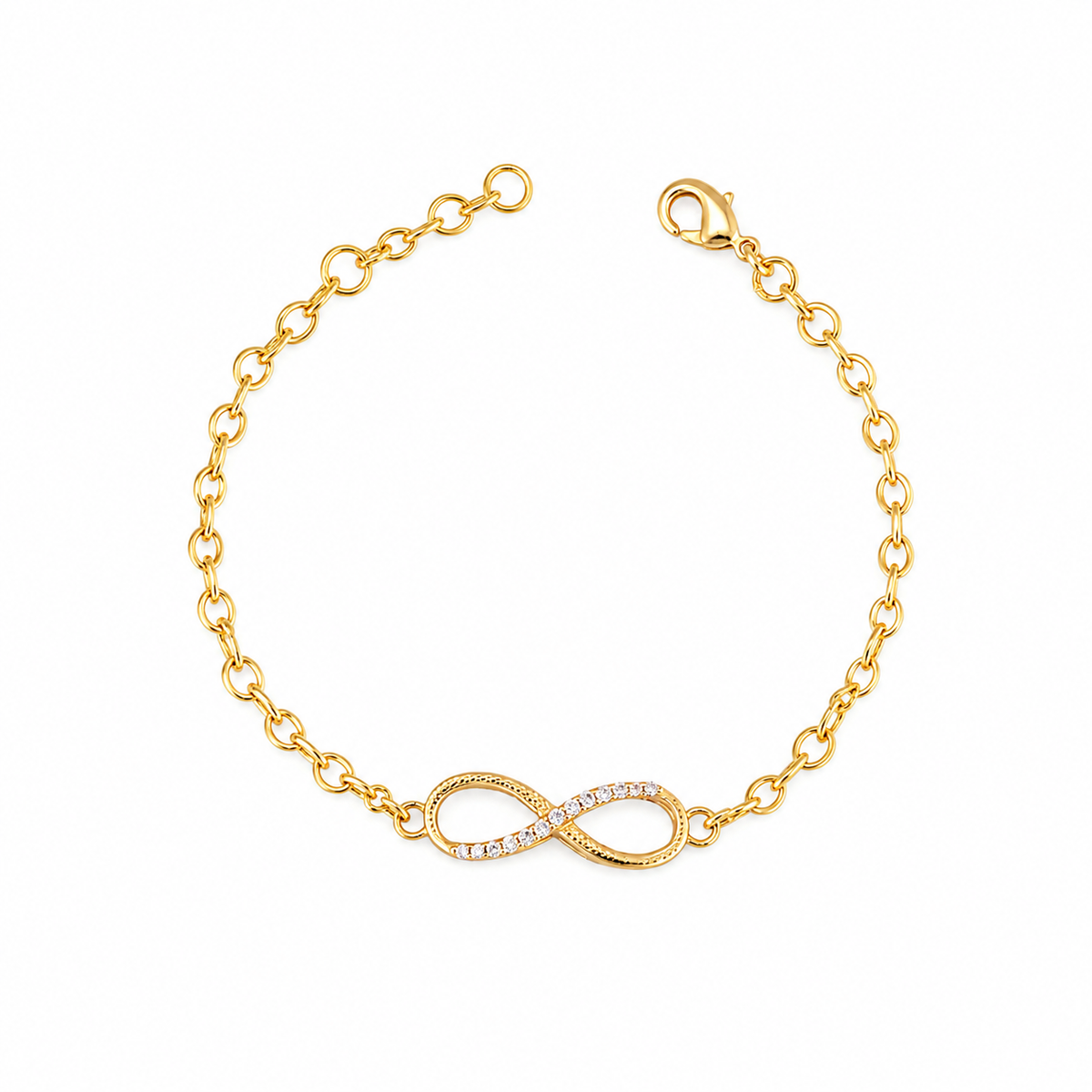 Gold Plated Infinity Bracelet with Sparkling Stones – Delicate Chain Bracelet for Women
