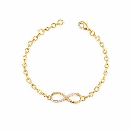 Gold Plated Infinity Bracelet with Sparkling Stones – Delicate Chain Bracelet for Women
