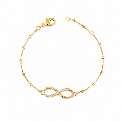 Gold Plated Infinity Bracelet with Sparkling Stones – Delicate Chain Bracelet for Women