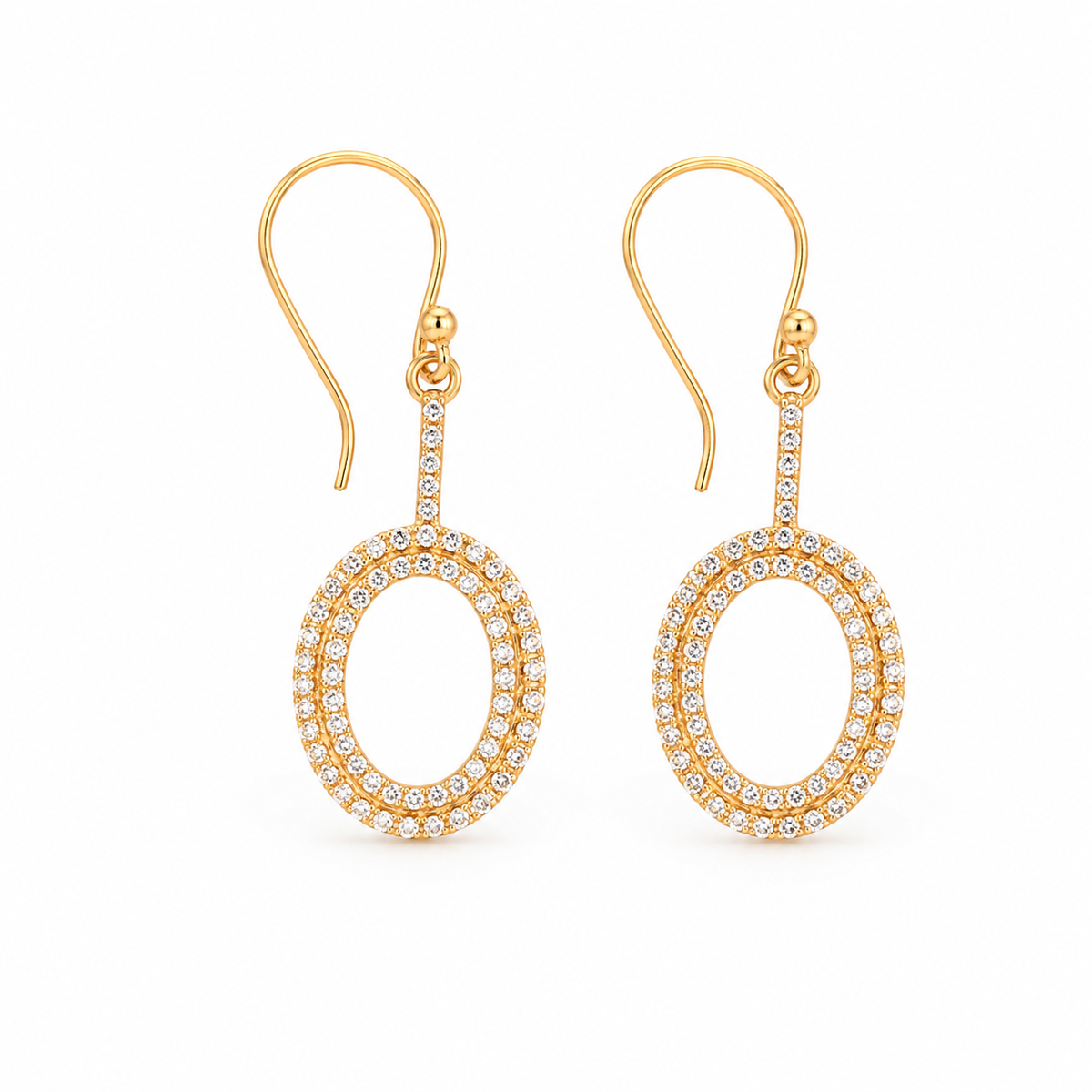 Gold-Tone Crystal Double Oval Drop Earrings for Women