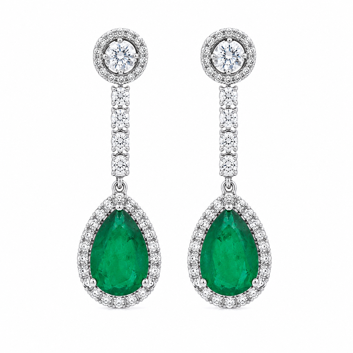 925 Sterling Silver Emerald Doublet Teardrop Drop Earrings for Women