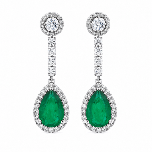 925 Sterling Silver Emerald Doublet Teardrop Drop Earrings for Women